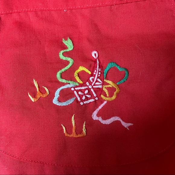 Vintage dragon embroidered kimono house coat Unisex design China red - Picture 8 of 11